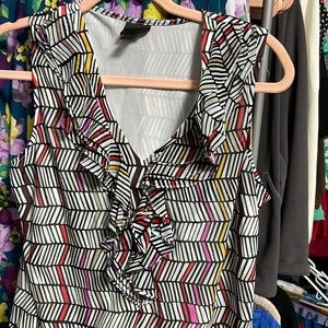 Red,pink,white design blouse